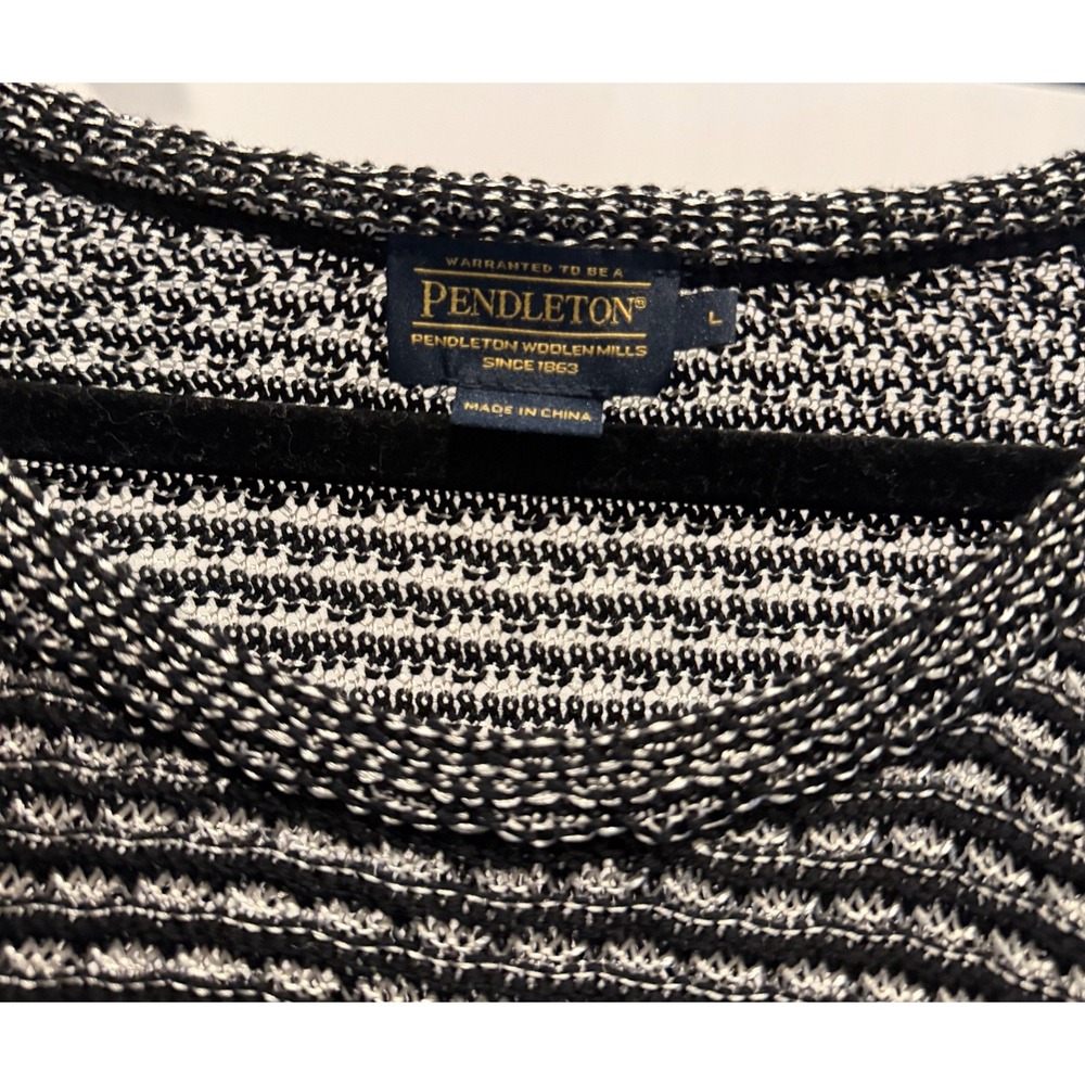 Pendleton Textured‎ Stripe Knit Sweater Women's L Black White